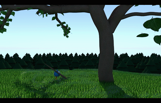 Bird pole vaulting animation.