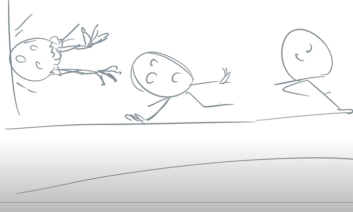 Character runs and falls